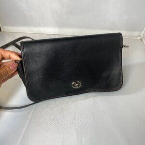 Coach Limited Edition 75 Years Anniversary Turnlock Black Leather Crossbody Bag